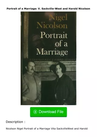Pdf⚡(read✔online) Portrait of a Marriage: V. Sackville-West and Harold Nicolso