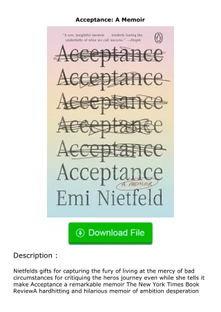 Download⚡(PDF)❤ Acceptance: A Memoir