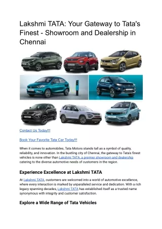 Lakshmi TATA_ Your Gateway to Tata's Finest - Showroom and Dealership in Chennai