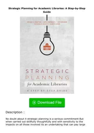 ✔️download⚡️ (pdf) Strategic Planning for Academic Libraries: A Step-by-Step G