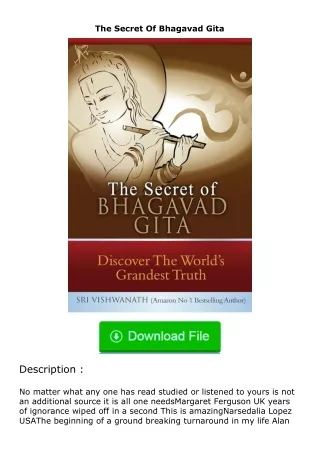 (❤️pdf)full✔download The Secret Of Bhagavad Gita