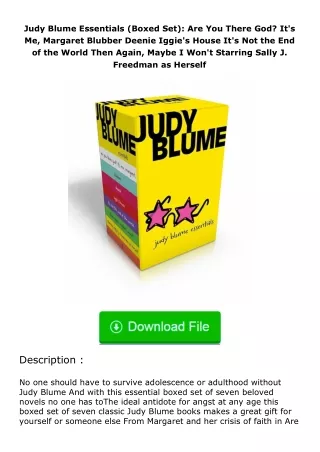 Download❤[READ]✔ Judy Blume Essentials (Boxed Set): Are You There God? It's Me
