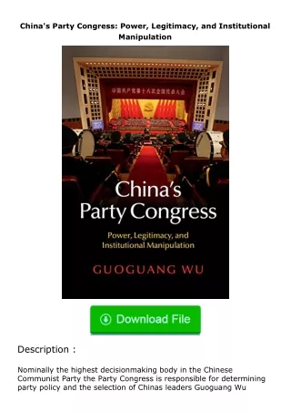 read ❤️(✔️pdf✔️) China's Party Congress: Power, Legitimacy, and Institutional