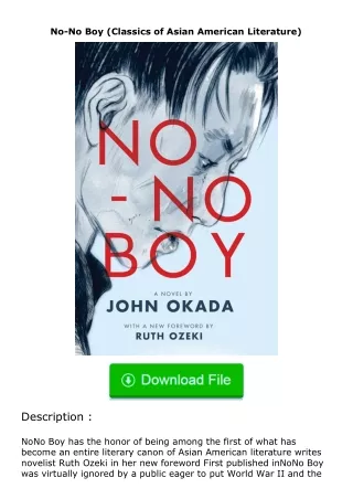 Pdf⚡(read✔online) No-No Boy (Classics of Asian American Literature)