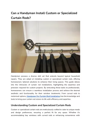 HMSDCan a Handyman Install Custom or Specialized Curtain Rods