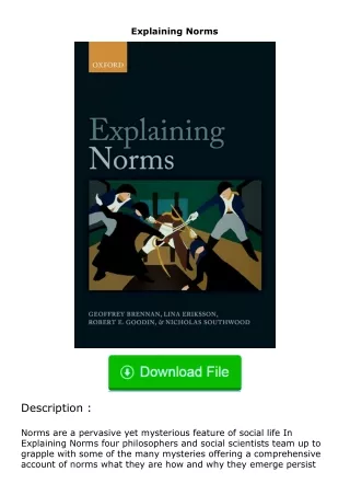 free read (✔️pdf❤️) Explaining Norms