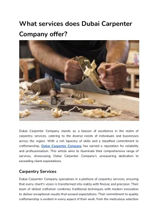 CSD What services does Dubai Carpenter Company offer