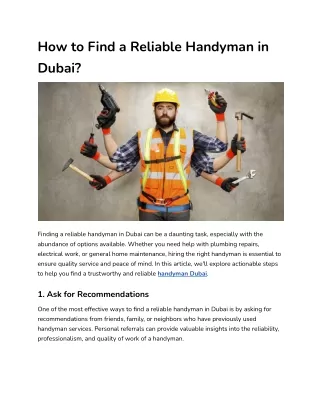 How to Find a Reliable Handyman in Dubai_