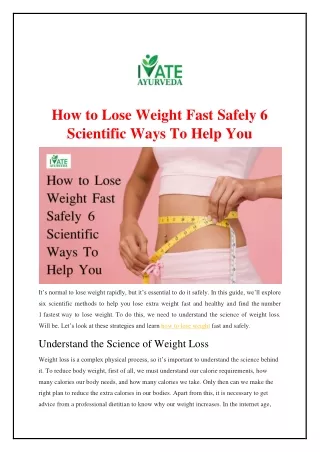 How to Lose Weight Fast Safely 6 Scientific Ways To Help You