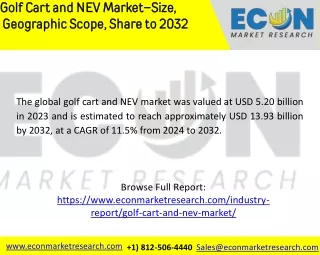 Golf Cart and NEV Market | Size, Share, Trends, Growth Drivers and SWOT Analysis