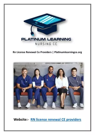 Rn License Renewal Ce Providers | Platinumlearningce.org