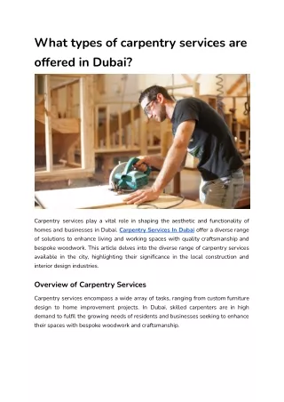 What types of carpentry services are offered in Dubai