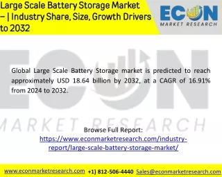 Large Scale Battery Storage Market   Size, Share, Trends, Growth Drivers and SWO