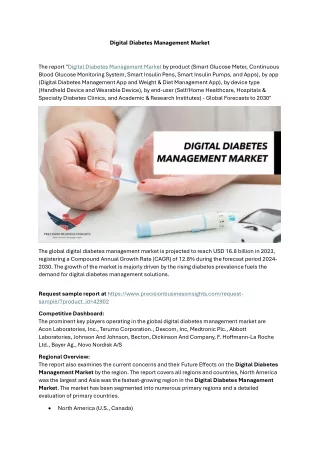 Digital Diabetes Management Market Outlook, Trends Forecast 2024