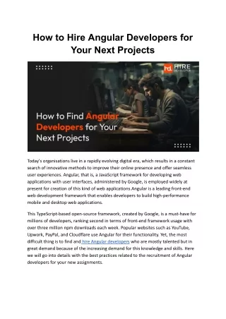 How to Hire Angular Developers for Your Next Projects