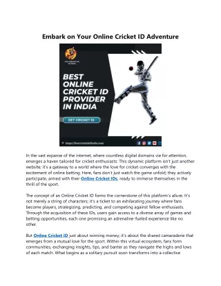 Embark on Your Online Cricket ID Adventure