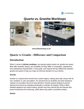 Quartz vs Granite - Difference and Comparison