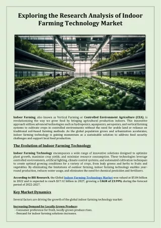 Exploring the Research Analysis of Indoor Farming Technology Market