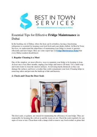 Essential Tips for Effective Fridge Maintenance in Dubai