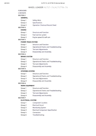 Hyundai HL757TM-7A Wheel Loader Service Repair Manual