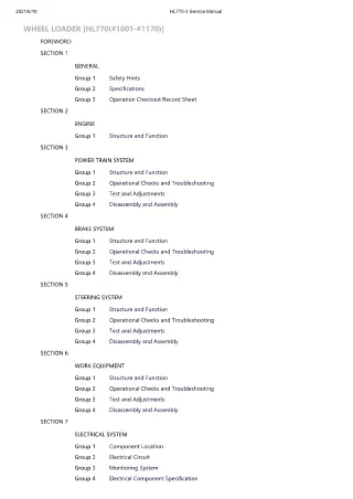 Hyundai HL770 (#1001-#1170) Wheel Loader Service Repair Manual