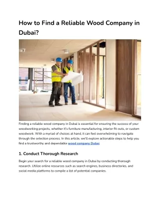 How to Find a Reliable Wood Company in Dubai?