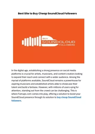 Best Site to Buy Cheap SoundCloud Followers