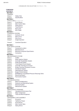 Hyundai R250LC-7A Crawler Excavator Service Repair Manual