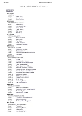 Hyundai R250LC-9 Crawler Excavator Service Repair Manual