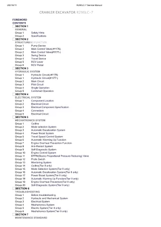 Hyundai R290LC-7 Crawler Excavator Service Repair Manual