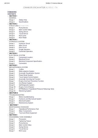 Hyundai R290LC-7A Crawler Excavator Service Repair Manual