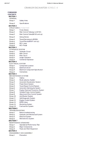 Hyundai R290LC-9 Crawler Excavator Service Repair Manual