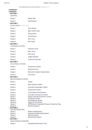 Hyundai R300LC-7 Crawler Excavator Service Repair Manual