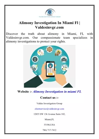 Alimony Investigation In Miami Fl  Valdesinvgr.com