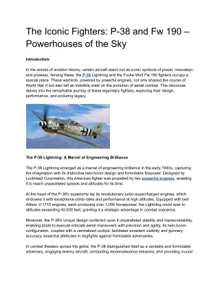 The Iconic Fighters_ P-38 and Fw 190 – Powerhouses of the Sky