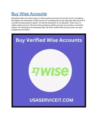 Buy usa Verified Wise Accounts - Crunchbase Person Profile