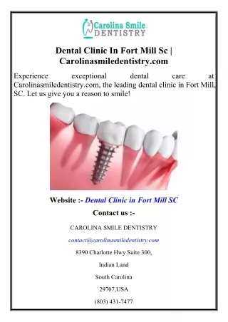 Dental Clinic In Fort Mill Sc  Carolinasmiledentistry.com