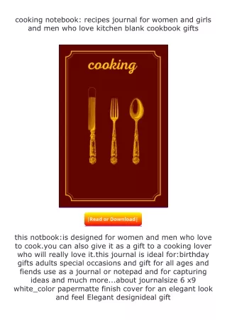 download⚡[PDF]❤ cooking notebook: recipes journal for women and girls and m