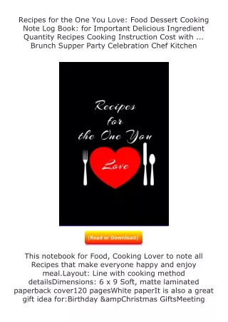 Download❤[READ]✔ Recipes for the One You Love: Food Dessert Cooking Note Lo