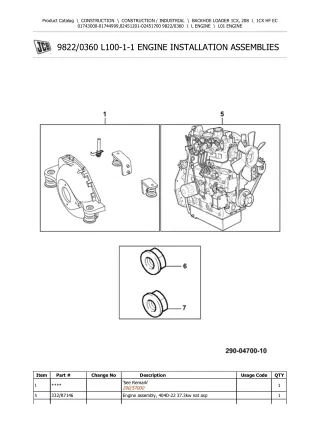 JCB 1CX HF EC BACKHOE LOADER Parts Catalogue Manual (Serial Number 01743000-01744999)