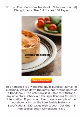 Pdf⚡(read✔online) Scottish Food Cookbook Notebook: Notebook|Journal| Diary/