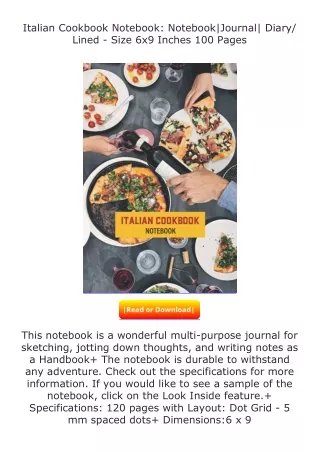 pdf❤(download)⚡ Italian Cookbook Notebook: Notebook|Journal| Diary/ Lined -