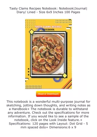 Download⚡(PDF)❤ Tasty Clams Recipes Notebook: Notebook|Journal| Diary/ Line