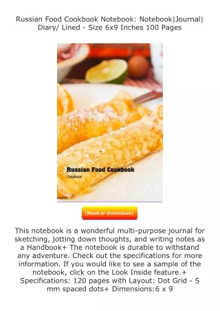 ❤PDF⚡ Russian Food Cookbook Notebook: Notebook|Journal| Diary/ Lined - Size