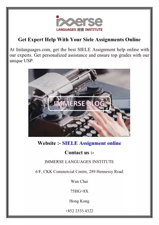 Get Expert Help With Your Siele Assignments Online