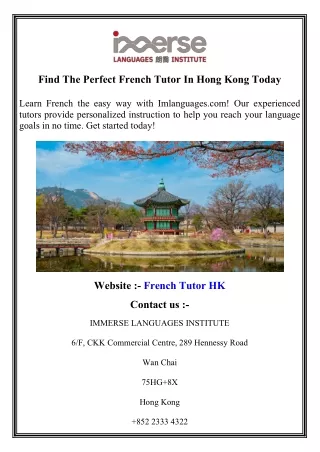 Find The Perfect French Tutor In Hong Kong Today