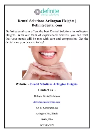 Dental Solutions Arlington Heights  Definitedental.com