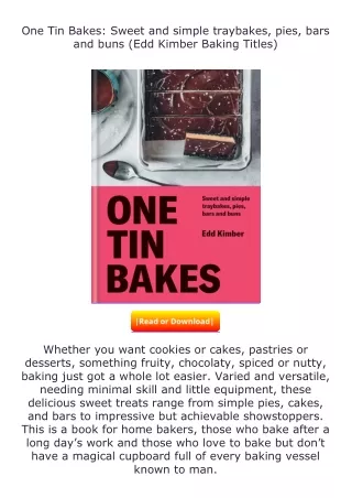 ✔️READ ❤️Online One Tin Bakes: Sweet and simple traybakes, pies, bars and b