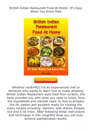 Pdf⚡(read✔online) British Indian Restaurant Food At Home: It's Easy When Yo