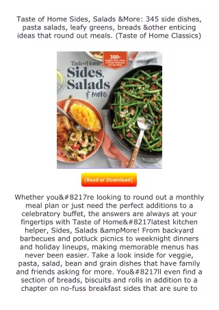 Download⚡(PDF)❤ Taste of Home Sides, Salads & More: 345 side dishes, pasta